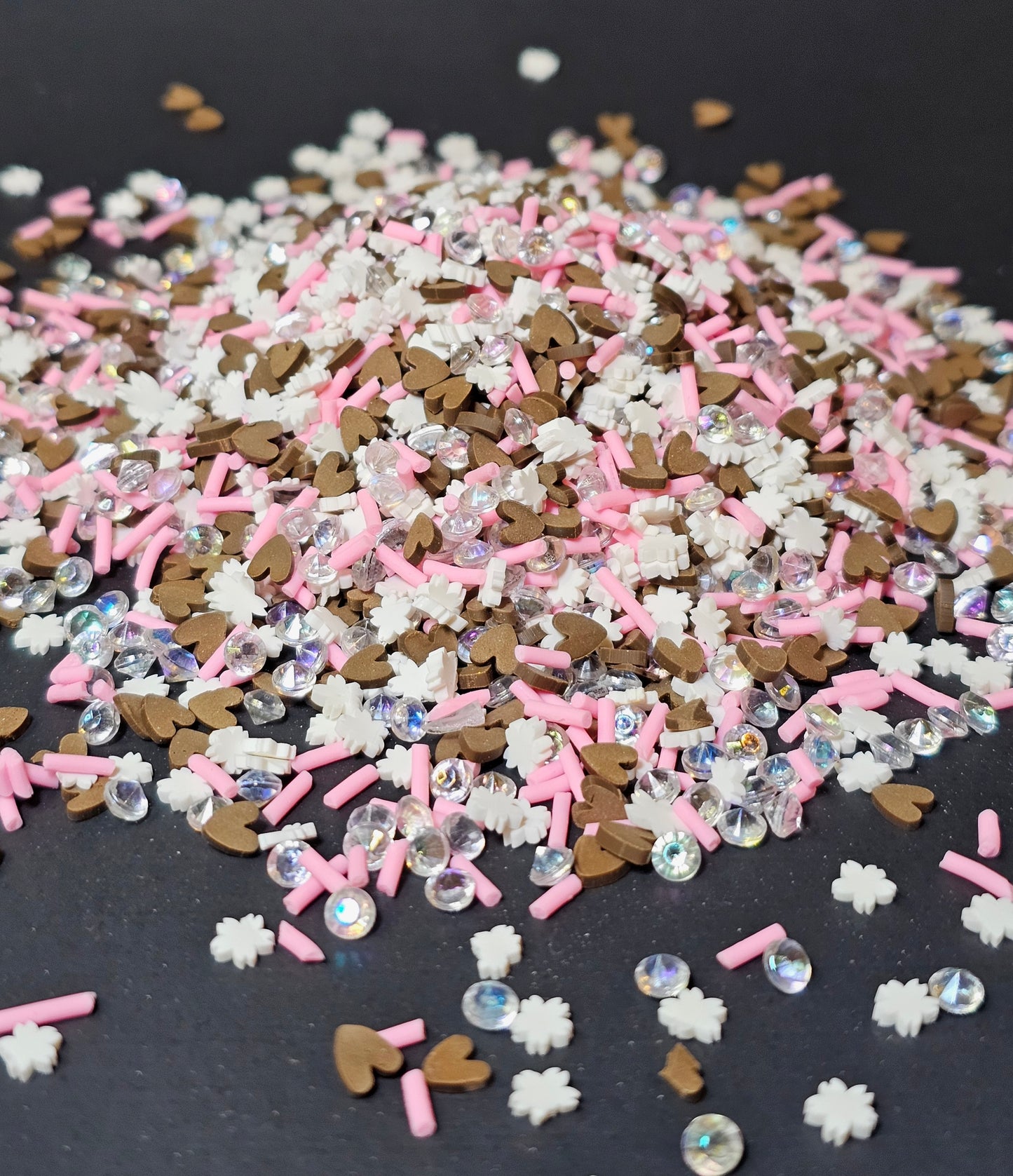 Heart and Sprinkle Slices Polymer Clay Pieces for Epoxy and UV Resin Art